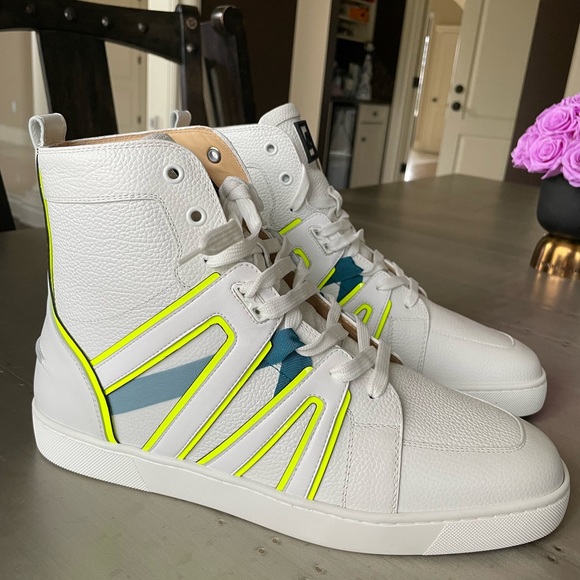 Christian louboutin mens vida top flat white sneaker trainer white neon sz 42.5 main image 9